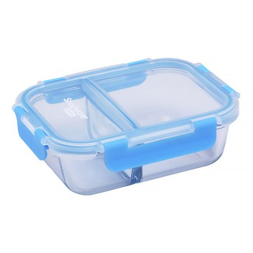 Corelle Brands 康寧餐具 Snapware Eco Divided 可拆扣分隔玻璃保鮮盒  藍色 620ml  1個