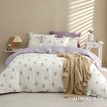 HOYACASA 100%天絲枕套床包三件組｜田園小兔｜(雙人/加大)