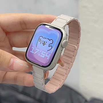 夏季細款硅膠磁吸錶帶 適用於 Apple watch 蘋果 10 9 8 7 6 SE iWatch 錶帶 手腕錶帶