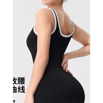 高級感連體瑜伽服女健身美背連體衣舞蹈運動緊身帶胸墊空中瑜伽服