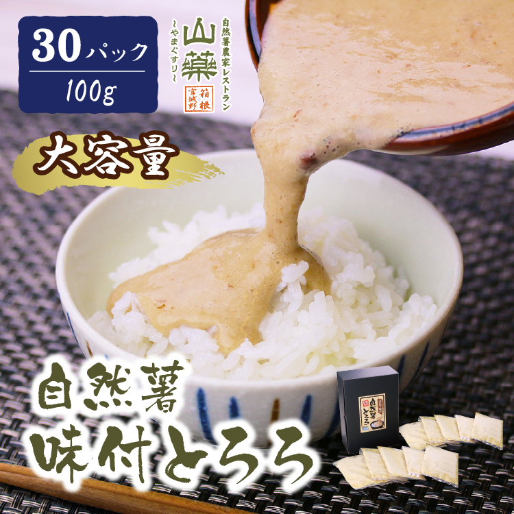 「大容量」自然薯味付とろろ ３０パックセット(100ｇ×３０ｐ)（のし付　名有り）