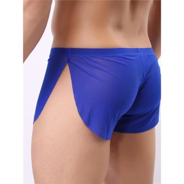 簡約無包邊網紗高叉內褲男士速干透氣透明家居睡褲飄逸低腰阿羅褲