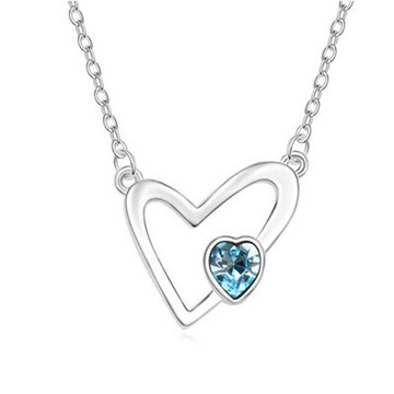 925純銀項鍊 水晶吊墜-簡約愛心時尚百搭情人節生日禮物女飾品6色73ju400【獨家進口】【米蘭精品】