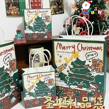 💫禮袋、禮盒💫卡通高顔值聖誕節禮物禮品袋可愛紙質手提袋購物收納禮盒包裝袋子