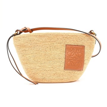 LOEWE 羅威 Pochette 肩背包 淺棕色 拉菲草 【二手名牌BRAND OFF】