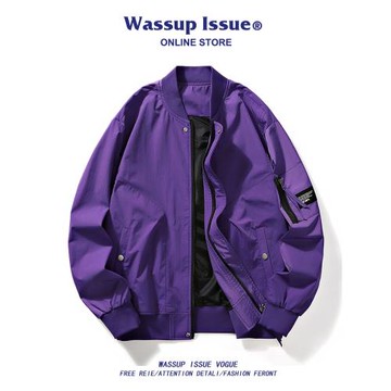 WASSUP ISSUE美式純色飛行員夾克男款夏潮牌寬松休閑棒球服男外套