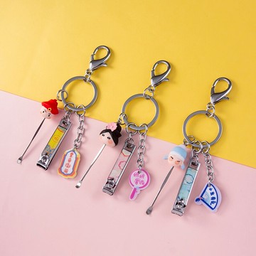 國潮鑰匙扣掛件指甲剪挖耳勺掛飾創意個性汽車鏈圈環指甲刀指甲鉗