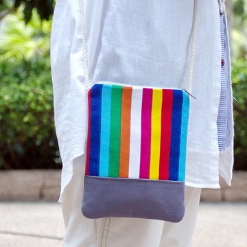 電話包/肩背包/鈄背包/手機袋 ~ 彩色條子(D3) L1