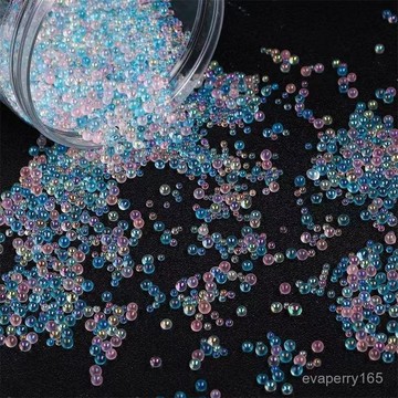 🍀臺灣出貨🍀無孔透明幻彩玻璃珠氣泡珠 diy手工滴膠填充泡泡珠手機殻裝飾品混
