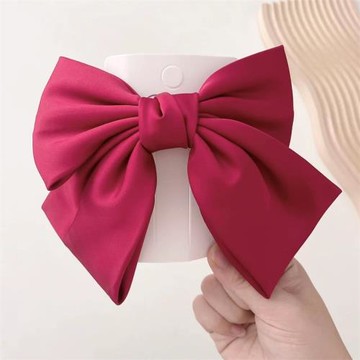 俏菲爾氣質女孩高端緞面大蝴蝶結發夾兒童頂夾頭飾后腦勺飄帶發卡