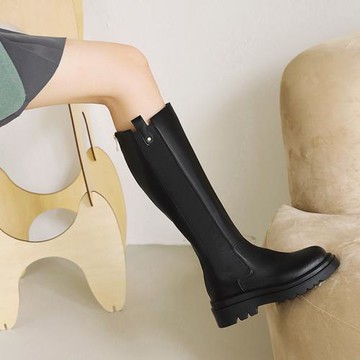 長筒靴女不過膝高筒靴小個子厚底增高顯瘦馬丁靴大碼騎士靴41—43