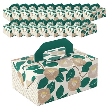 山茶花花紋手提包裝盒 20 x 13.5 x 9cm  混和顏色  20個