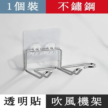 【台灣現貨】吹風機架 不鏽鋼透明貼 免釘牆壁掛架 無痕貼 風筒收納架子 電吹風置物架 吹風機收納架 免釘貼
