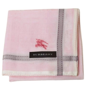 BURBERRY 品牌戰馬圖騰刺繡經典格紋浮水印LOGO帕領巾(粉紅色系)