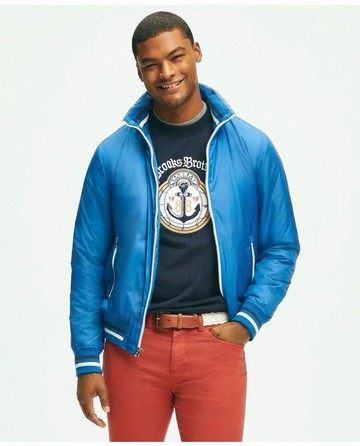 Brooks Brothers Men's Water-Resistant Windbreaker Sweater | Blue | Size Large