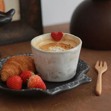 日式復古粉引釉下彩咖啡杯侘寂風拿鐵杯拉花杯小眾手握杯子豬口杯
