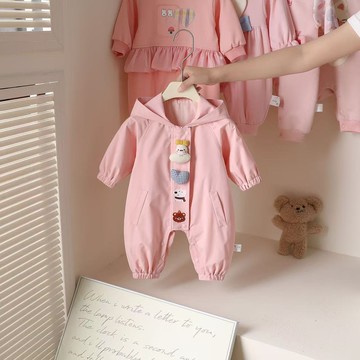 超萌外出外出服嬰兒衣服秋裝春秋寶寶連體衣沖鋒衣外套哈衣連體衣鑫弘-萌寶童裝可開發票