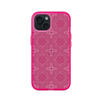 iPhone 15 Clear 粉漾桃 - 老屋顏 Old House Face - 壓花玻璃-透明海棠
