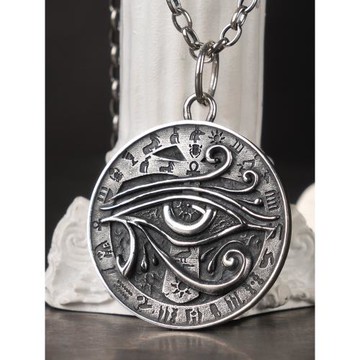 尼羅河之淚銀項鏈潮男女銀飾品荷魯斯之眼銀吊墜復古個性掛墜刻字