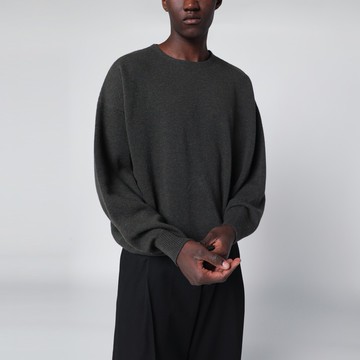 Faded black crewneck sweater in wool