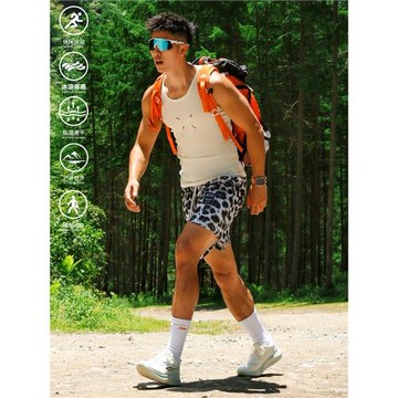 andtime美式短褲新款動物豹紋男運動褲籃球網眼寬松潮流三四分褲