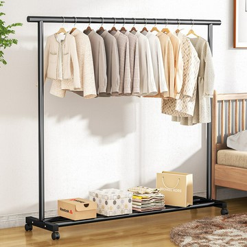 ??快速出貨?? 公司貨 晾衣架落地式帶滾輪室內出租房陽臺簡易衣帽架加粗秋冬大衣架子