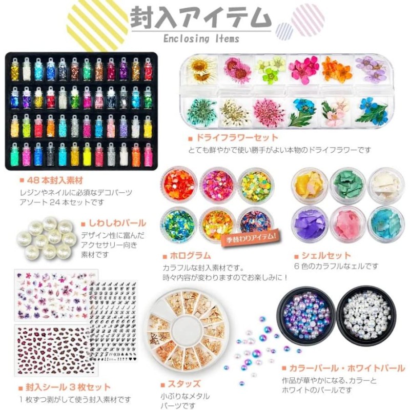 初心者向け簡単に始められる UV レジン クラフト セット スターター キット LED ライト お得なセット ドライフラワー 封入素材 キット セット  | LINEブランドカタログ