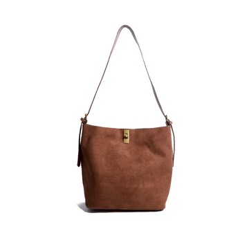 KOKKO慵懶個性絨面母子托特包深咖色