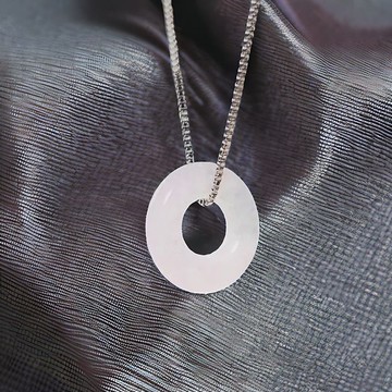 冰種白翡翡翠甜甜圈項鍊 | 天然緬甸玉A貨翡翠 | 送禮