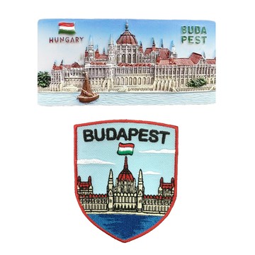 A-ONE 匯旺 匈牙利布達佩斯國會大廈彩色磁鐵 多瑙河補丁貼 冰箱磁鐵 裝飾貼紙 2件組 1組 磁鐵:2.52 x 1.65inches ...  磁鐵:2.52 x 1.65inches，布藝徽章:2.5 x 3.1inches