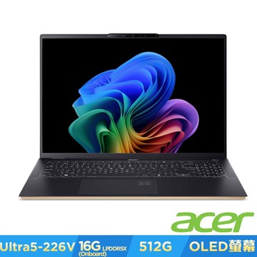 Acer 宏碁 Swift 16 AI SF16-51-574J 16吋 Copilot+ PC  輕薄 AI 筆電(CU5-226V/16GB/512GB/Win11)