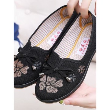 2025春秋平底單鞋女新款老北京布鞋圓頭媽媽鞋防滑軟底奶奶鞋小碼