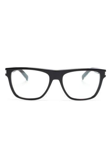 Saint Laurent Eyewear - logo-engraved square-frame glasses - unisex - Acetate - 56 - Black
