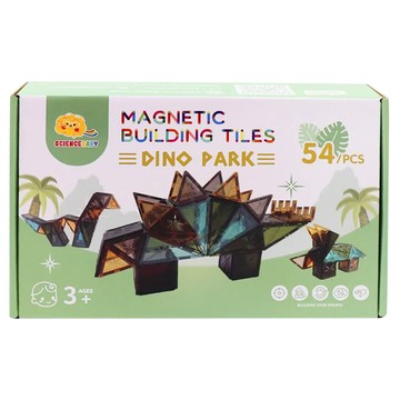 SCIENCEBABY 彩窗磁性積木 54片 套裝 3歲以上  恐龍樂園 多色  1組