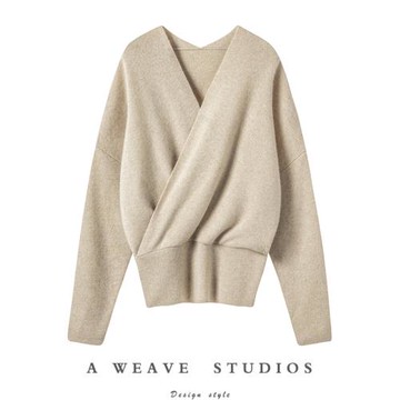 藏不住的氣質~輕松隨性秋冬V領純山羊絨衫女羊絨毛衣套頭針織衫厚