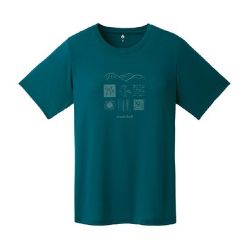 mont-bell 日本 女 wic.t mountain nature 短袖排t藍綠11148