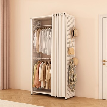 免運 公司貨 衣櫃 收納櫃 洞洞衣帽架簡易衣柜落地家用臥室金屬鐵藝開放式出租房用收納組合