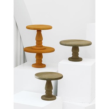 歐式婚慶甜品臺木質蛋糕盤 森系木頭蛋糕架 高腳點心盤 拍照道具