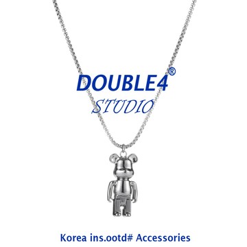 【DOUBLE4】 韓國 熊熊 造型 項鍊 INS 韓系穿搭 手鍊 男女項鍊 鋼手鍊 鈦鋼 【C27】