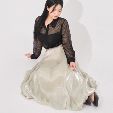 輕盈光澤感氣球裙 MORE U 中大尺碼裙子