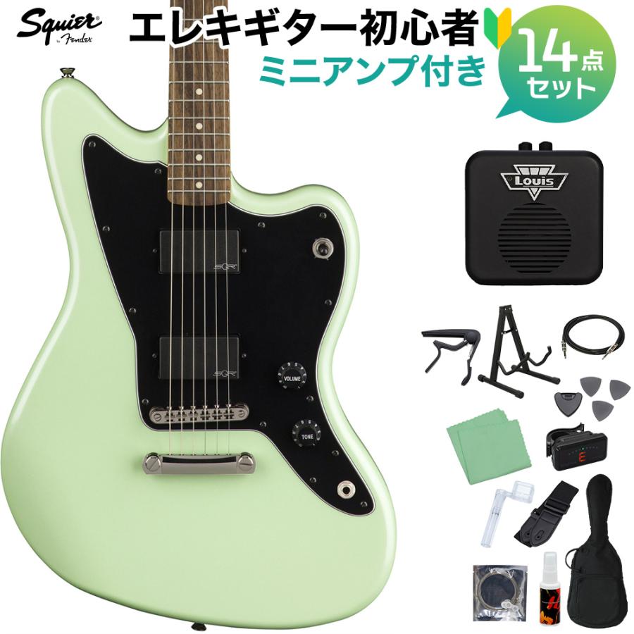 Squier by Fender スクワイヤー Contemporary Active Jazzmaster HH ST Surf Pearl 初心者14点セット ミニアンプ付 エレキギター