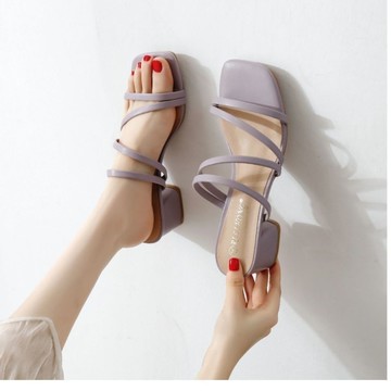 時尚拖鞋休閒新款女高跟鞋一字拖網紅2025女低跟外穿涼鞋百搭韓版