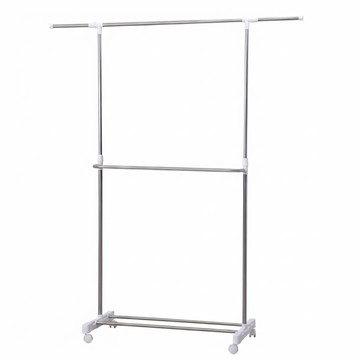 雙手萬能 不鏽鋼可伸縮單桿置衣架  銀色  98-150 x 42 x 95-160cm