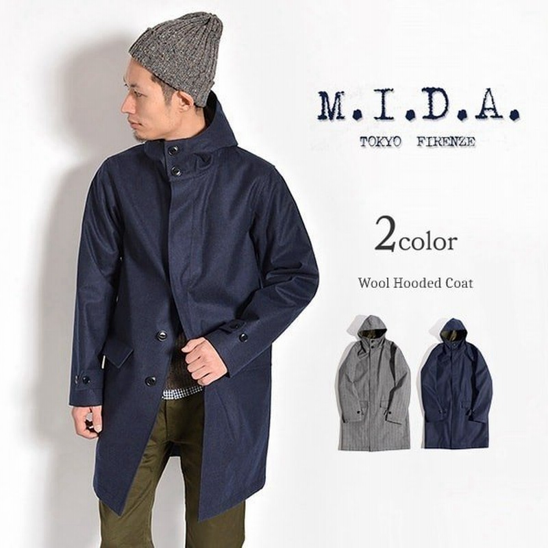 M I D A ミダ ボンディング フーデッド コート ウール メンズ 通販 Lineポイント最大0 5 Get Lineショッピング