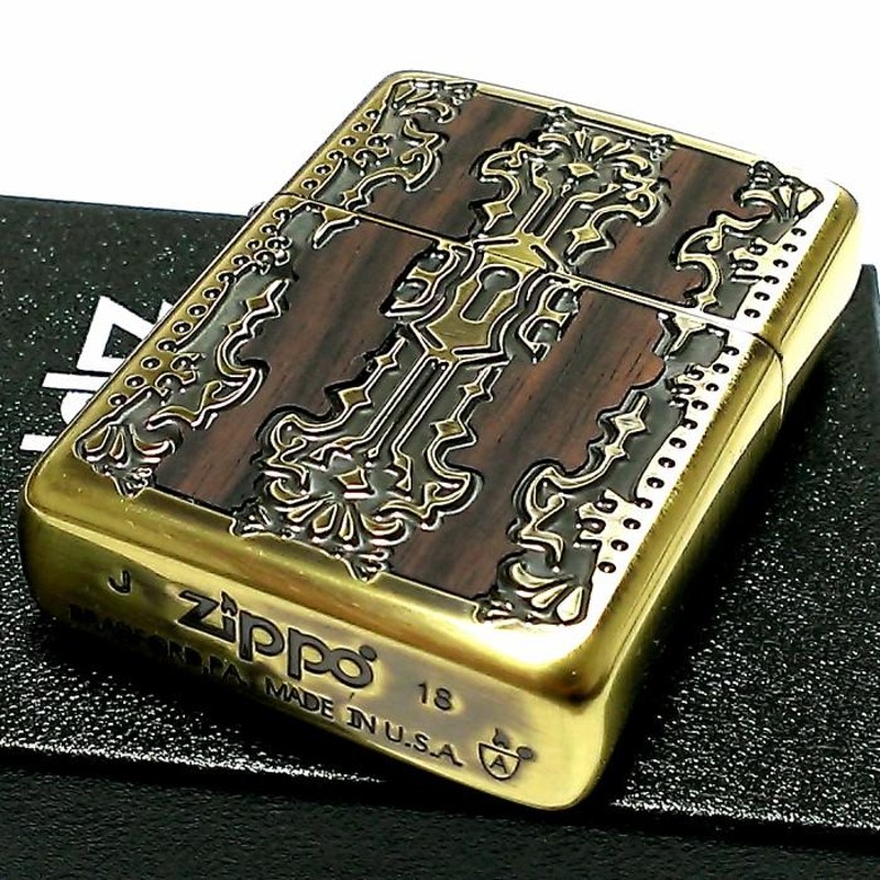 ZIPPO アーマー ジッポ ライター キーホールウッド アンティークゴールド かっこいい 天然木 ブラス燻し仕上げ 両面加工 深彫り彫刻 重厚 |  LINEブランドカタログ