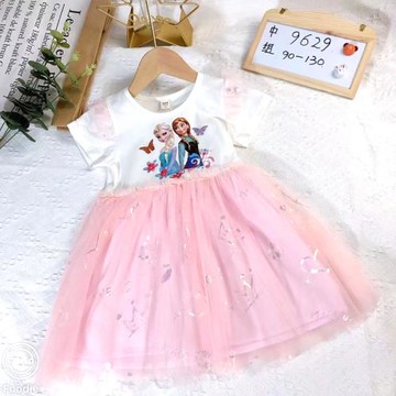 女小童獨角獸純棉連衣裙春秋長袖公主裙冰雪奇緣寶寶柔軟網紗裙
