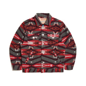 EDWIN BLUE TRIP 圖騰毛呢夾克外套-男款 朱紅色) #外套