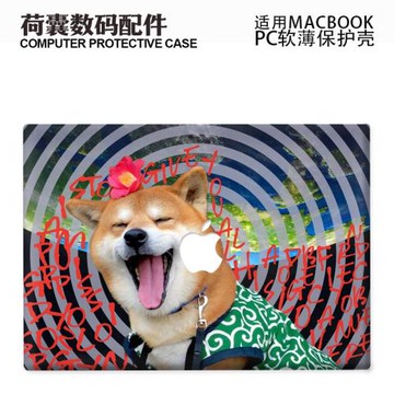 適用25新款Macbook保護殼m3輕軟m1蘋果筆記本電腦套air薄殼透明m2pro 13/14/15防摔2338卡通2442漩渦柯基狗