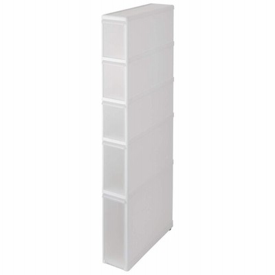 ライクイット キッチン収納すき間収納引出し スーパースリム 5段 約幅14x奥行46.5x高120cmホワイト日本製F