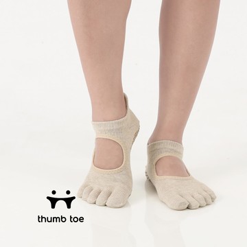 【韓國 Thumb Toe】皮拉提斯止滑五趾運動襪-Oat
